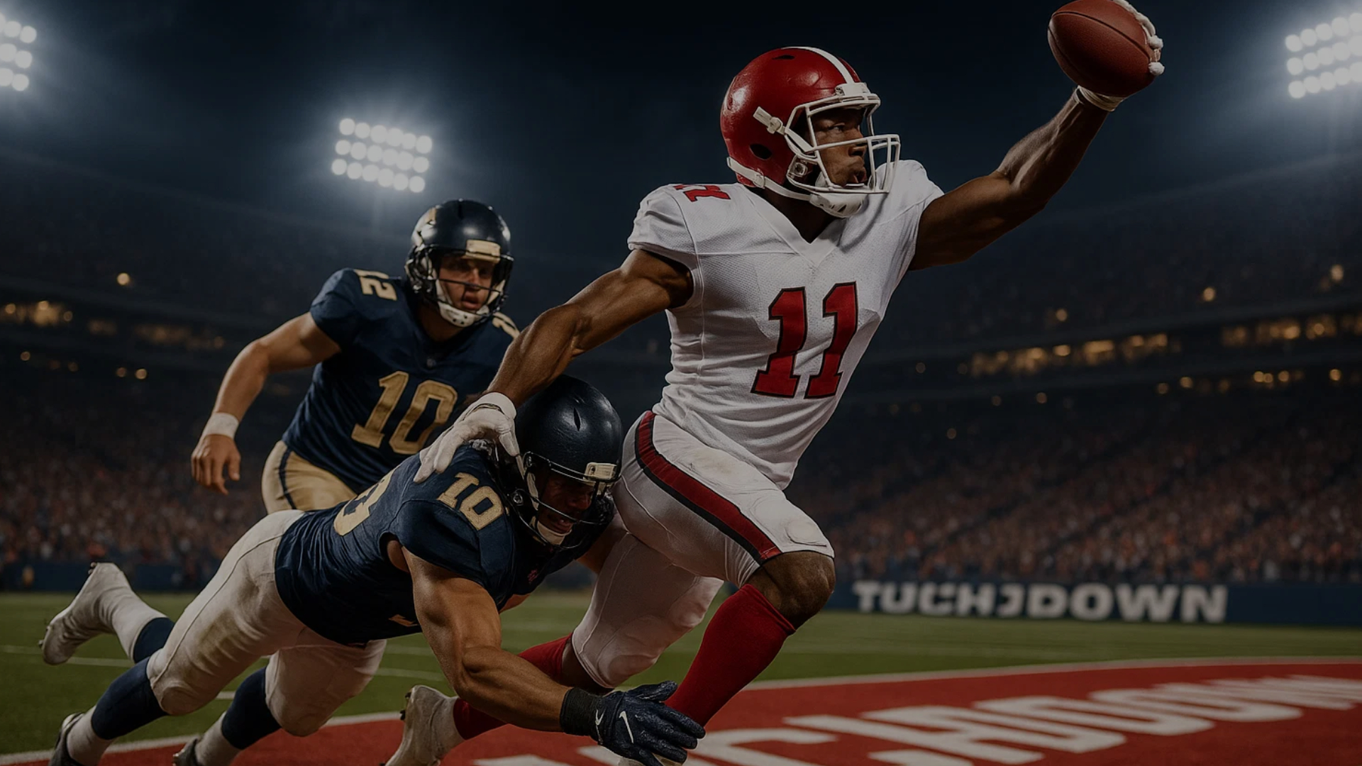 American football players in action during a game